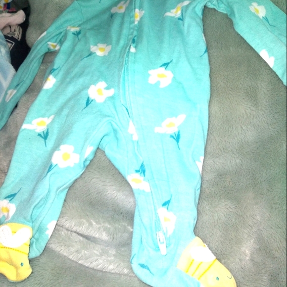 Blue and white flower footed pajamas. Newborn. Just One You by Carter's - Picture 1 of 1